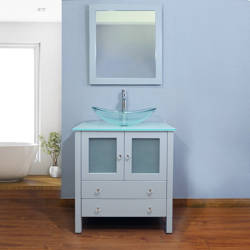 Ensemble de meuble-lavabo simple 30 po Khaqan, Gris