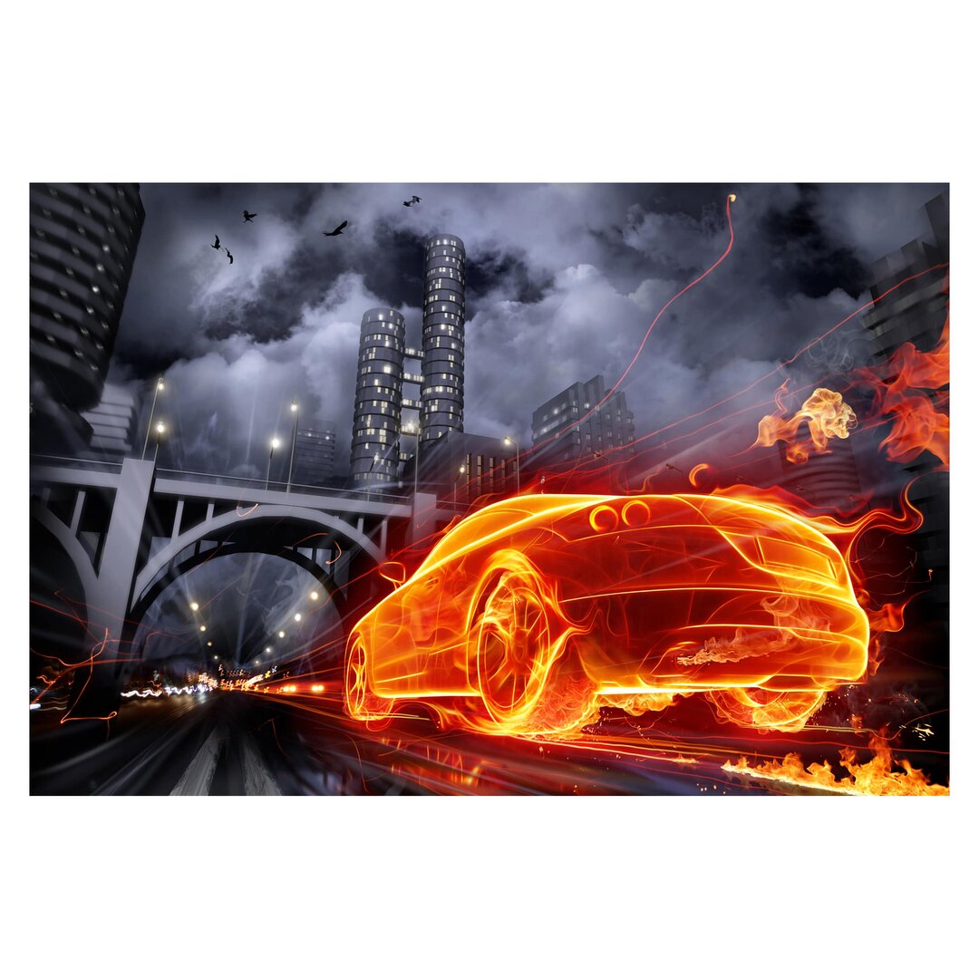 Strukturierte Tapete Fiery Car 2,25 m x 336 cm