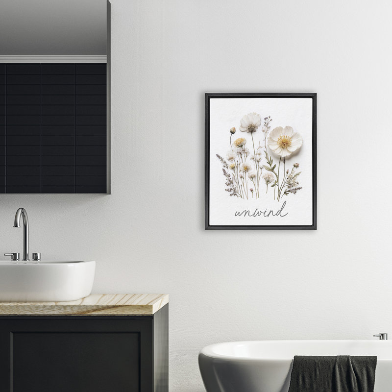 Cadre flottant à fleurs pressées, conception par lettres et doublure, Cadre flottant noir de jais, H 21 po x l 17 po