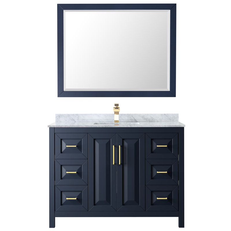 Daria 48'' W Single Vanity, Dark Blue, Brushed Gold