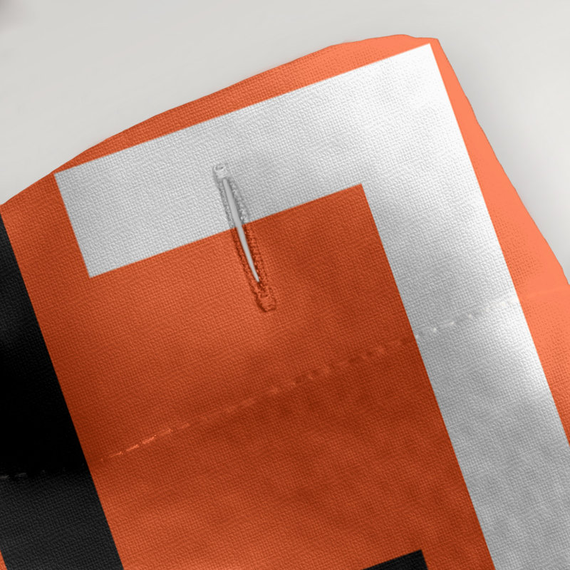 Rideau de douche géométrique simple, Orange / Noir / Blanc, Non