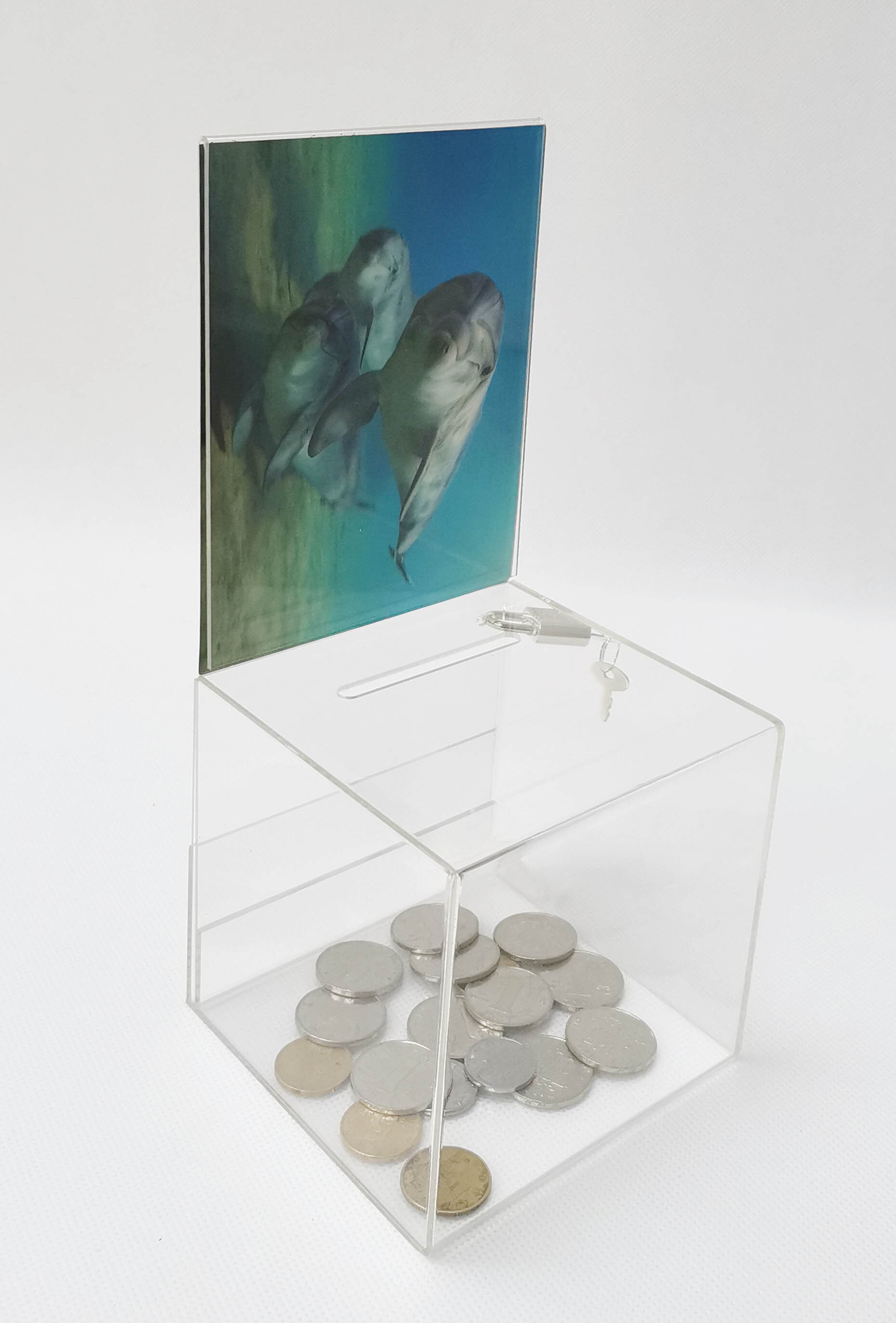 FixtureDisplays Small Acrylic Plexiglass Clear Donation Box Tip Offering  Charity Fundraising Box 4.25 X 4.25 X 9.9