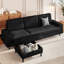 3 Seater Corduroy Sofa & Chaise,L Shaped Sofa with Movable Storage Ottoman, 3-Seater Modular Sectional Sofa, Corduroy Couch, Wooden Frame, Deep Seat, Ideal for Living Room, Black-163237350