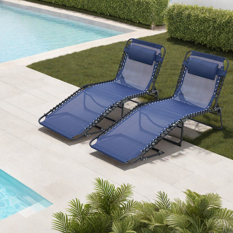 Méridiennes de patio réglables en acier, fauteuil inclinable d'extérieur moderne en maille pour la détente au bord de la piscine