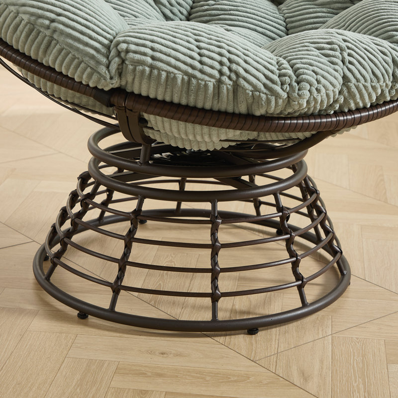 Fauteuil Papasan ergonomique et confortable, Tissu vert pâle
