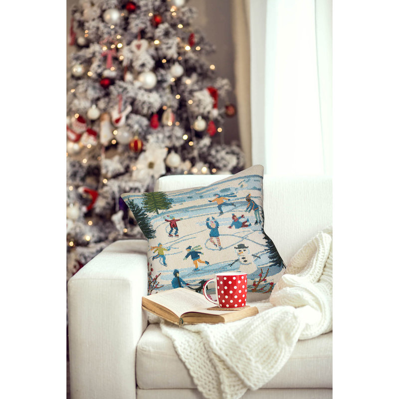 Marina Holiday Throw Pillow, Blue