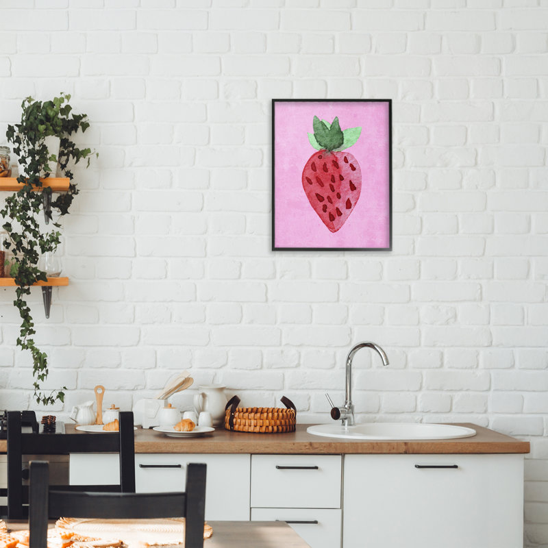 Giclée encadrée de fraises vives, H 14 po x l 11 po, Giclée encadrée noir minuit