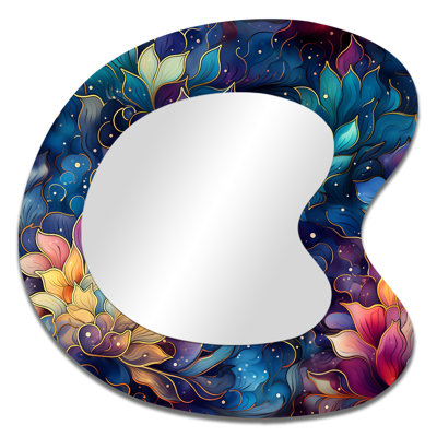 Leka Moroccan Dreamscape Boho Pattern - Paisley Unique Shape Large Wall Mirror, Glam Asymmetrical Unique Mirror, Printed Metal Art