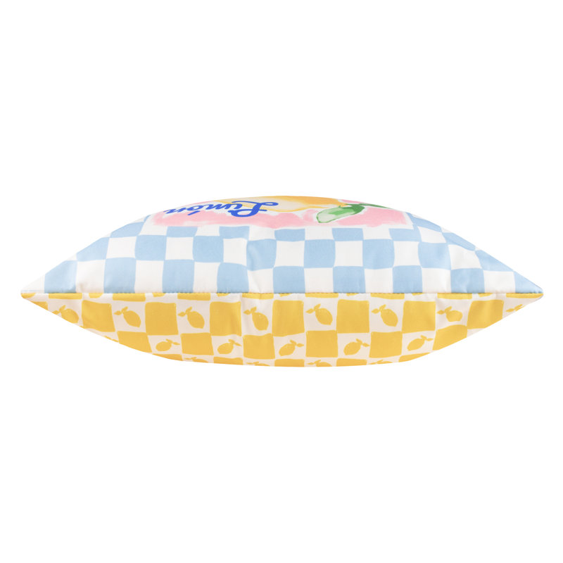 Mediterranean Indoor / Outdoor Chequered Blue Square Throw Cushion Cover