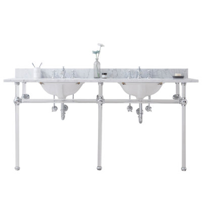 Ellie Stone Oval Console Bathroom Vanity with Faucet and Overflow