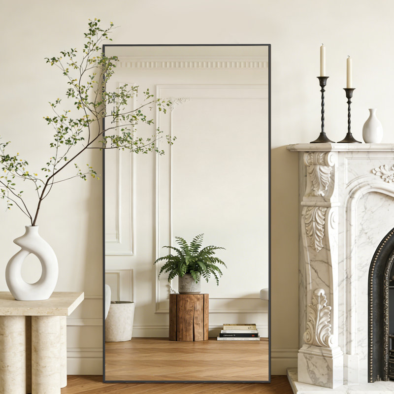 Très grand miroir encadré en métal, miroir pleine longueur sur pied pour la chambre à coucher, le salon ou la salle de sport