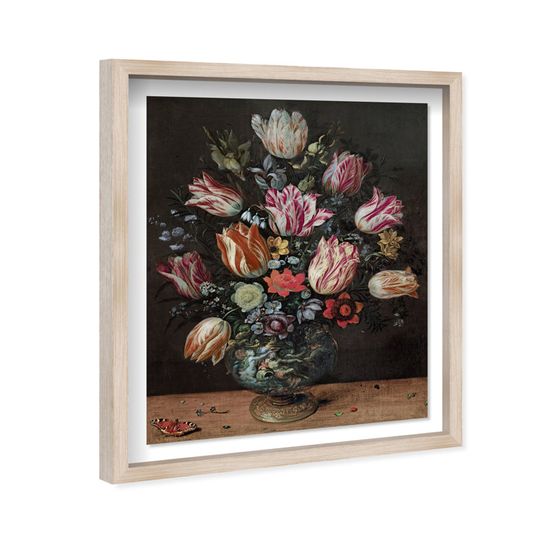 Francken the Younger Vase with Tulips Shadowbox Floral & Botanical Print by Oliver Gal, Black Frame, 16 x 20, 46.5"H x 37.5"W