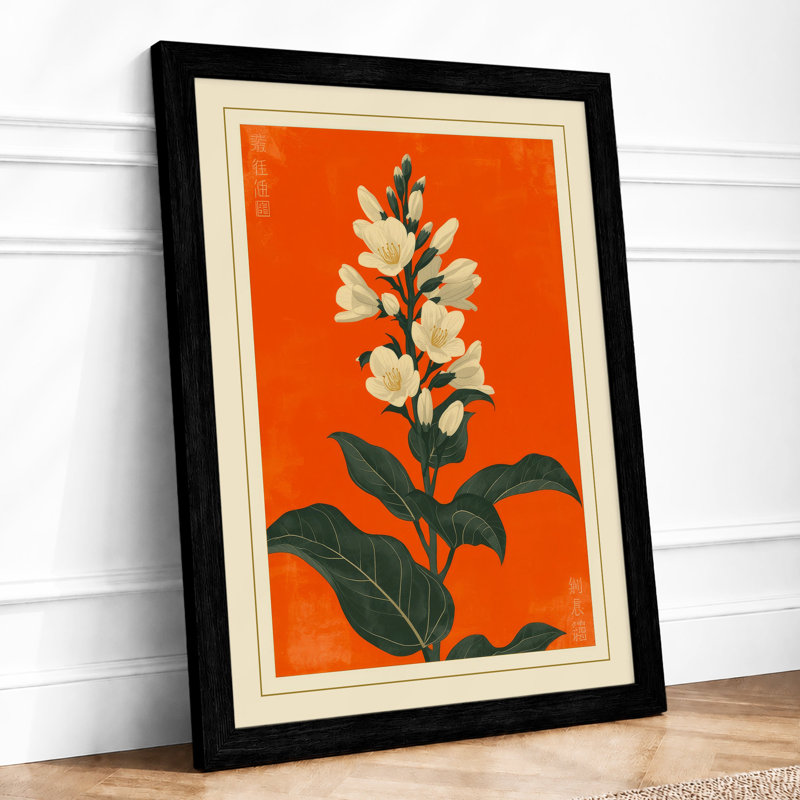 Centered Bloom Botanical - Framed Print, Black, A4 - 29.7 x 21.0 cm
