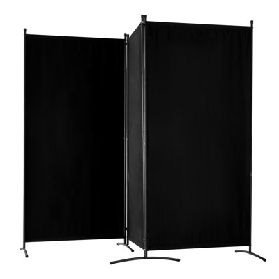 Freestanding 3 Panel Room Divider with Black Oxford Fabric - Portable Privacy Screen & Folding Partition for Office, Bedroom, Living Room Separation
