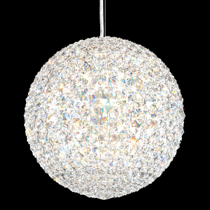 Da Vinci 12 Light 12in x 12in Pendant in Polished Stainless Steel with Clear Optic Crystals