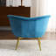 Fauteuil confortable en velours bleu sarcelle pour le salon - pieds, chambre à coucher appropriée, chambre de maquillage