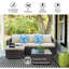 Ensemble de conversation modulaire en osier pour 3 personnes avec coussins
