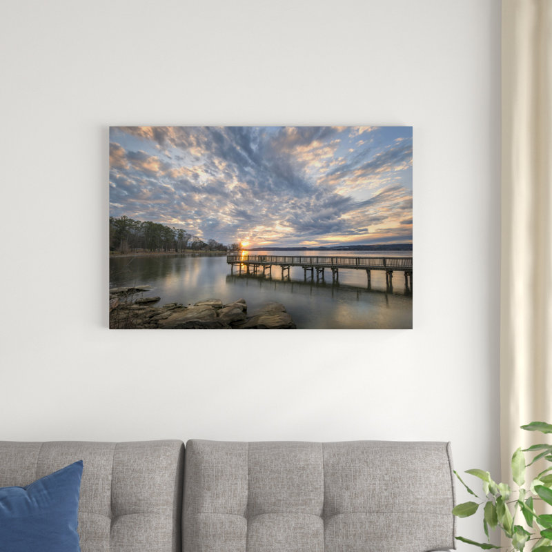 Sunset Blues, H 24 po x l 36 po x P 1,25 po, Non, Cadre doré simple