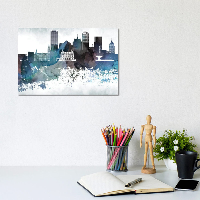 Milwaukee Bluish Skylines - Wrapped Canvas Print, 20.32cm H x 30.48cm W x 1.9cm D