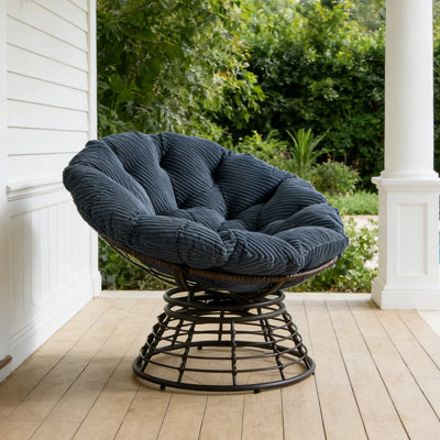 Chaise d'extérieur pivotante à 360 ° en rotin avec coussin