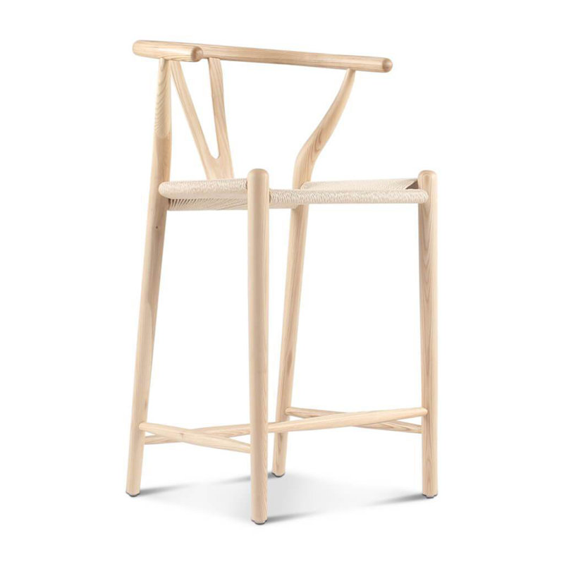 Tabouret de comptoir moderne en frêne naturel, Bois de frêne naturel