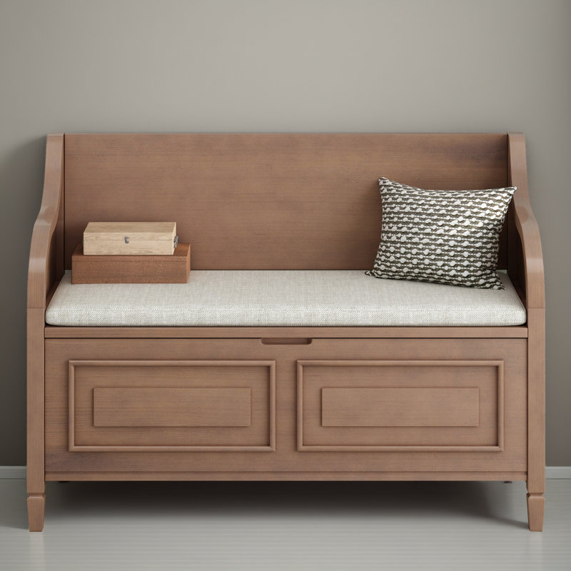 Banc de rangement pour chaussures de 42 po avec coussin, rangement pour hall d'entrée avec rangement caché, Brun