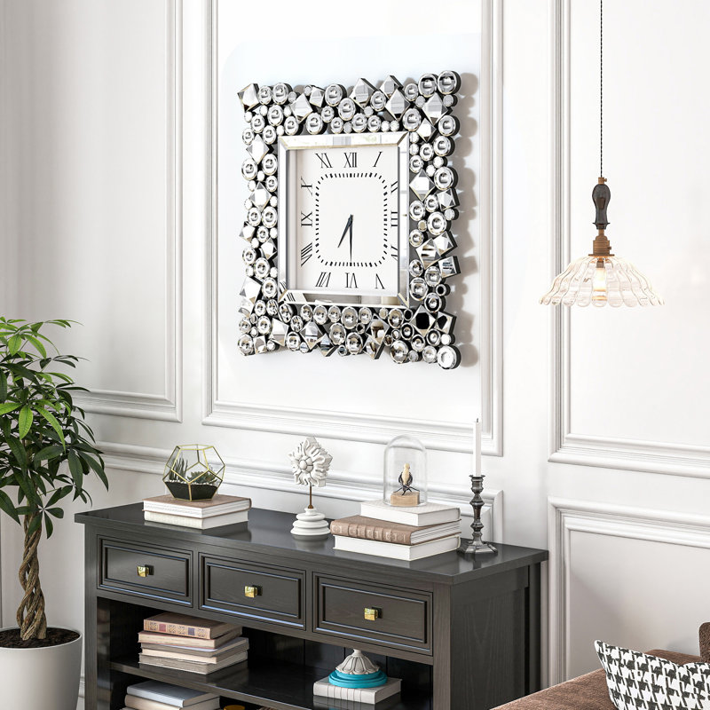 50x50cm Wall Clock Crystal Square Accent Clock