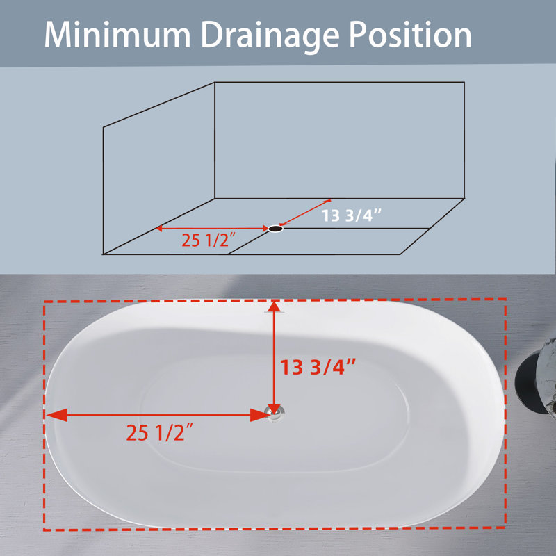 59'' x 30'' Freestanding Soaking Acrylic Bathtub, Matte Black