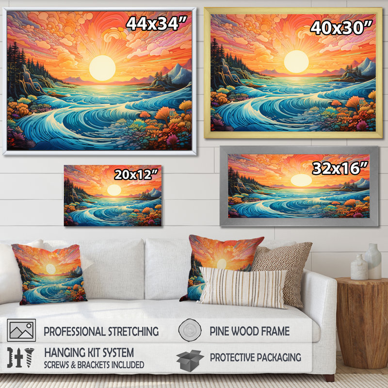 «Kawaii Sunset Landscape In Japon II», reproduction sur toile, Toile tendue, 30" H x 40" W