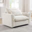 Fauteuil en velours côtelé beige pour une ambiance de détente dans la maison - Coussin de taille élégant