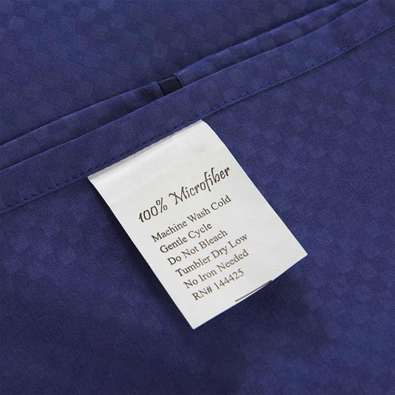 Ensemble de literie en microfibre , Ensemble de drap pour lit grand lit avec drap-hous, Bleu marine