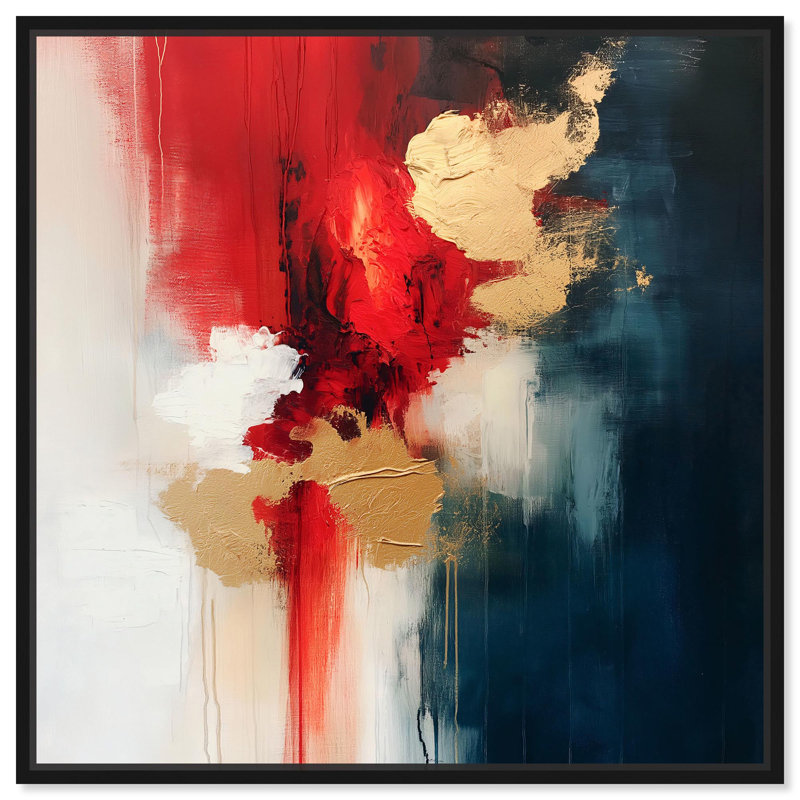 Art Remedy abstrait avec toile dorée, H 13 po x l 13 po, Cadre flottant noir