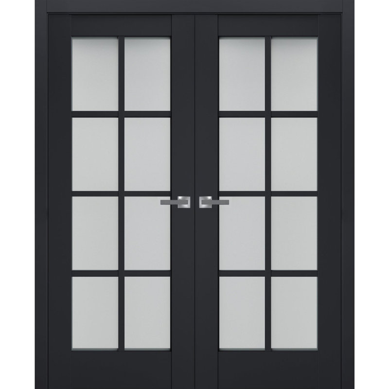 Portes françaises en bois givré Veregio, 36 po x 80 po, Antracite