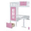 Lit superposé simple au dessus d'un lit simple avec table à langer, lit superposé se transformant en lit supérieur et bureau en duvet - Rose