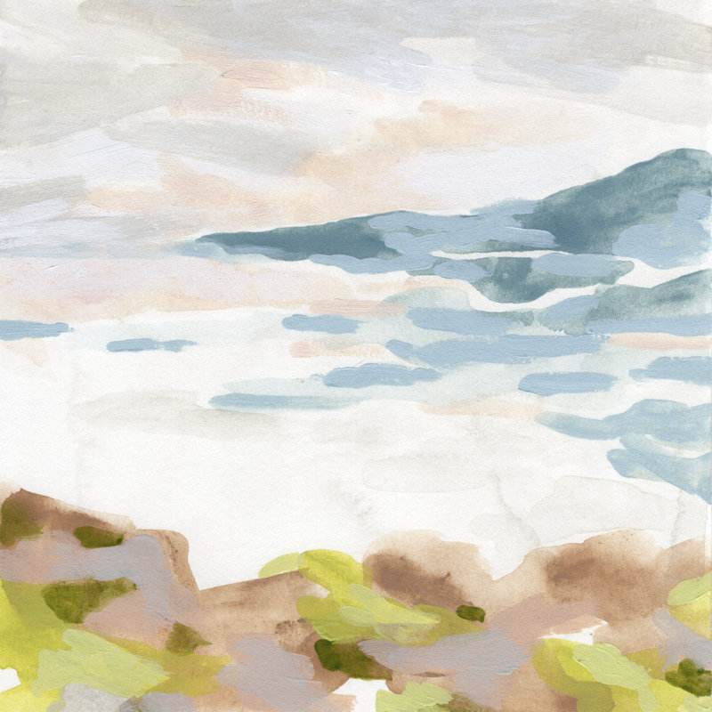 Pastel Shoreline II by June Erica Vess - Wrapped Canvas Painting, 30cm H x 30cm W x 3.8cm D