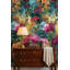 Papier peint floral, décoration murale rétro dorée