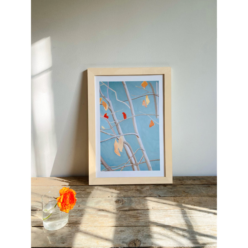 Tree With Orange Leaves On Blue Sky Print, 11" H x 8.5" W