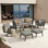 Ensemble de mobilier de patio pour 7 personnes avec chaises pivotantes, ensemble de conversation avec canapé et cadre en métal pour l'extérieur