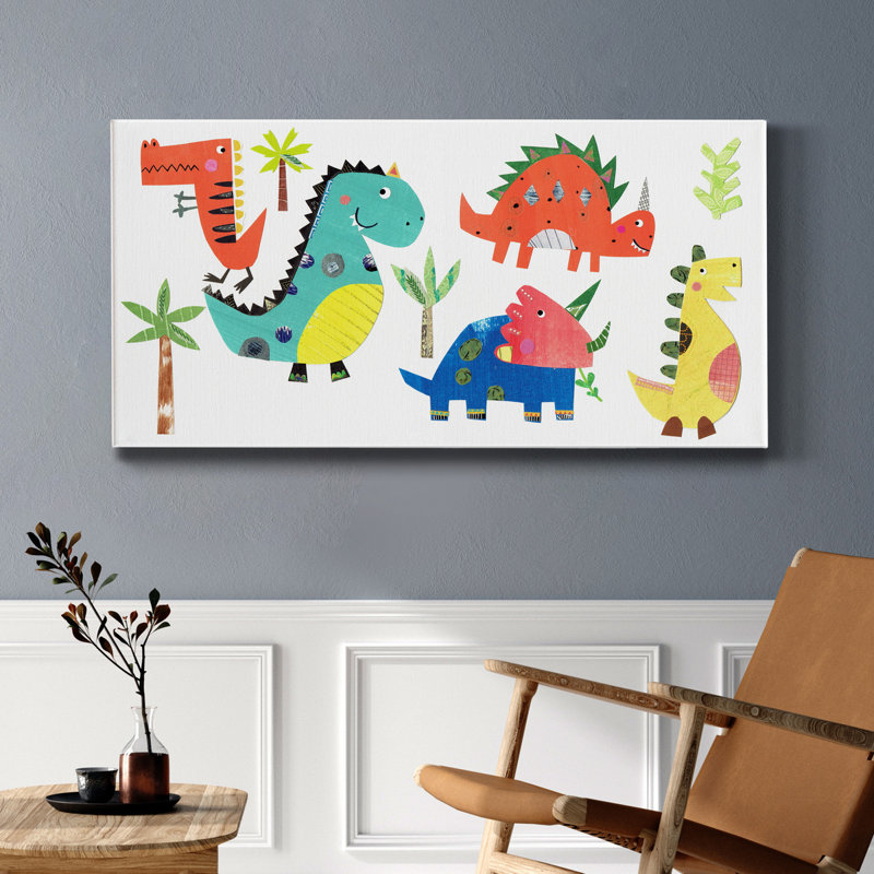 Dino Party - Impression sur toile tendue, H 24 po x l 12 po x P 1 po