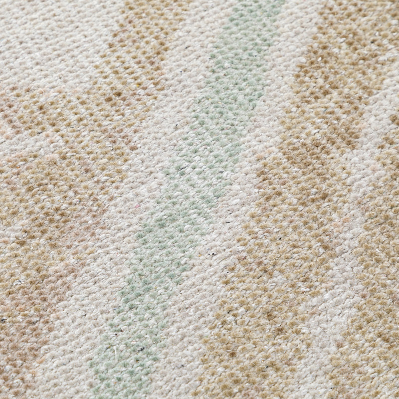 Crescent Rug: Modernist Hand Knotted Rug in Ivory/Taupe, Rectange 5' x 8'