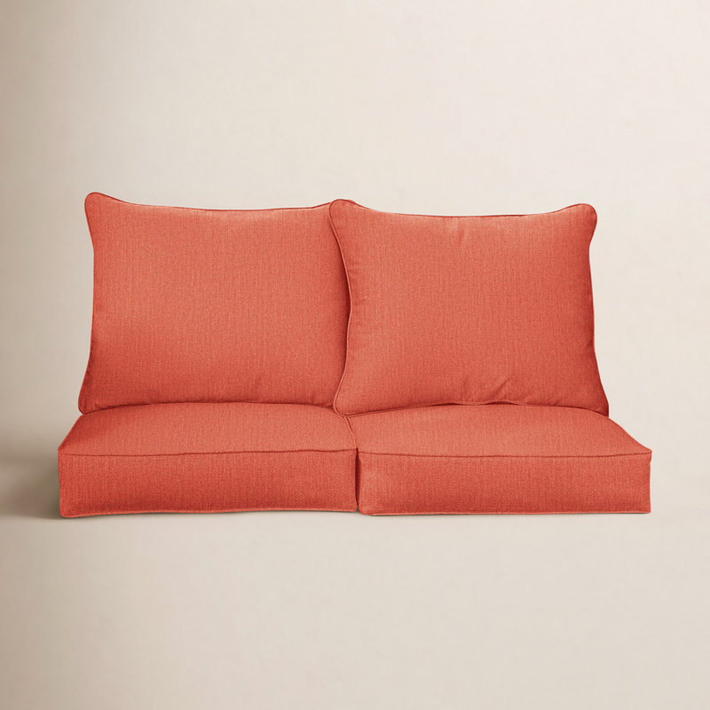 Davana Sunbrella Outdoor 5'' Loveseat Seat / Back Cushion, Canvas Fawn Sunbrella® Canvas, 25" W x 23" D