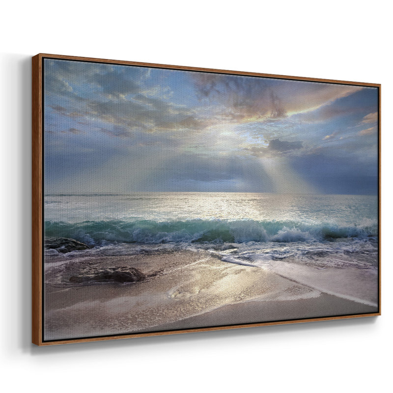 " Aqua Blue Morning ", 27" H x 41" W x 2" D, Walnut