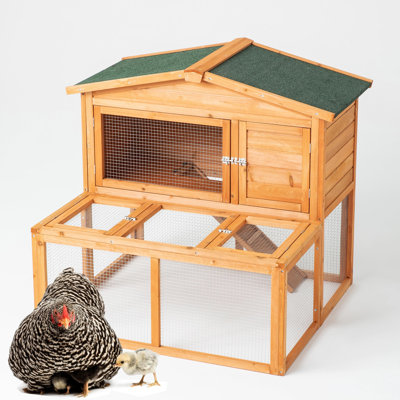 Outdoor Wooden Chicken Coop Poultry Pet With Nest Box, Hen House Cage(38"L X 39"W X 43"H)