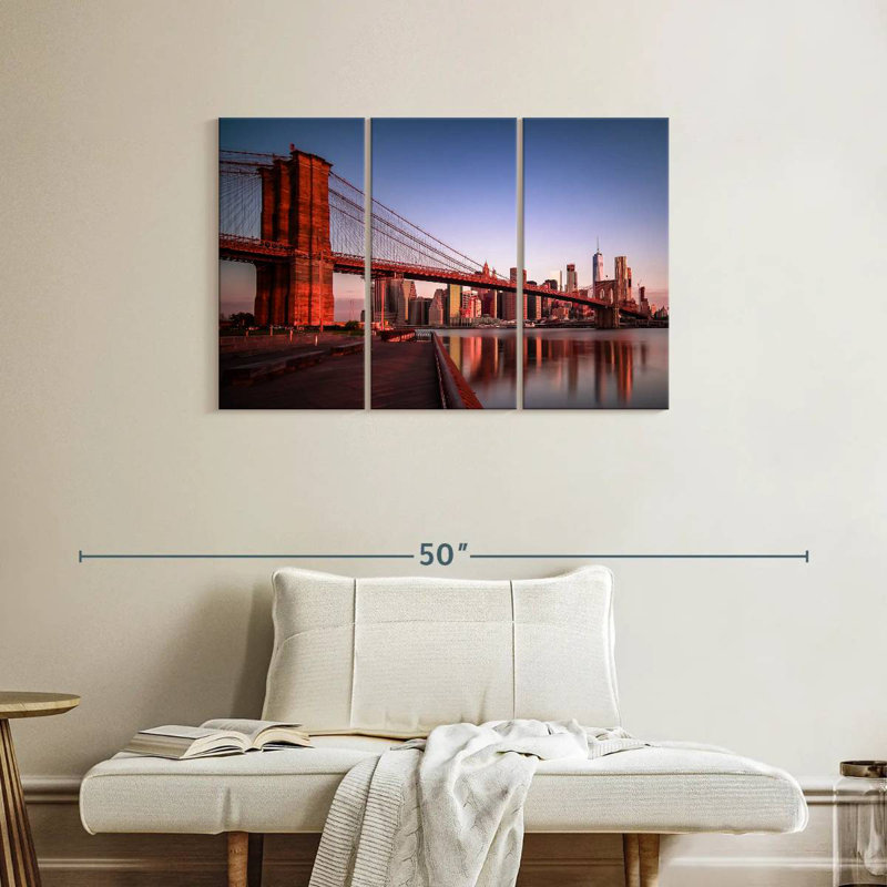 Lilie Brooklyn Bridge au lever du soleil, H 24 po x l 38 po