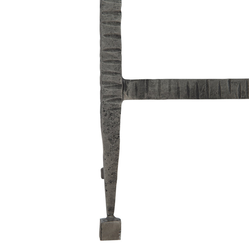 Gray Stone and Metal Rectangular Console Table with Storage