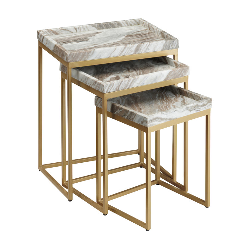 Ensemble de 3 tables gigognes en marbre Torrento