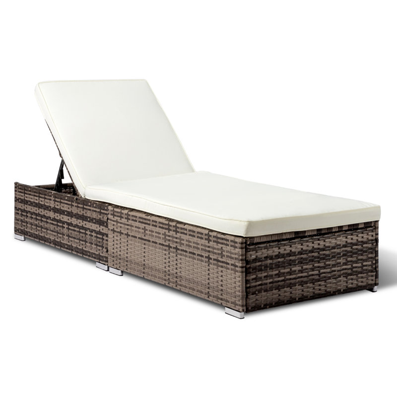 Chakka Reclining Outdoor Wicker Chaise Lounge with Cushion, Gray