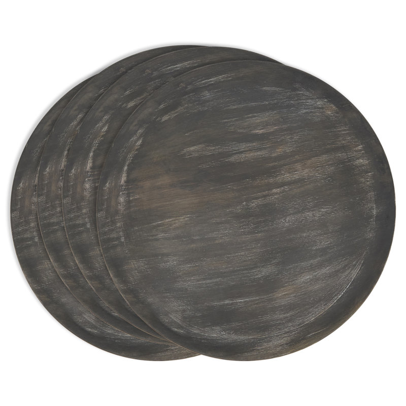 Sousplat Collection Mango Wood No Pattern Charger, Black