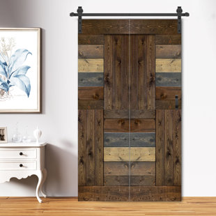 S Shape Solid Wood Bi-Fod Door With Hardware Track - Assembly Needed