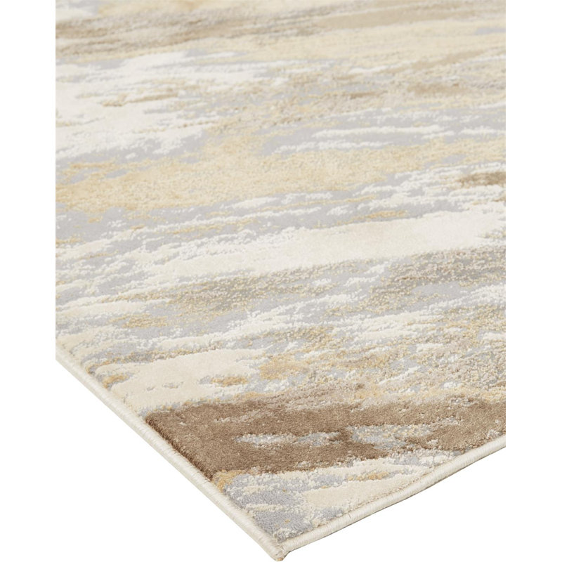 Tapis ivoire à motif abstrait Carbry, Rectangle de 10 pi x 14 pi